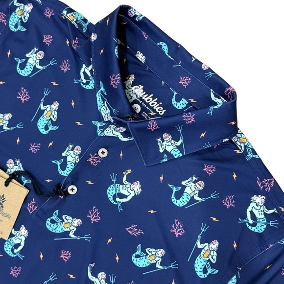 Chubbies Golf Polo Men's Medium The Triton Of The Sea Performance Polo Blue NEW - Picture 8 of 12